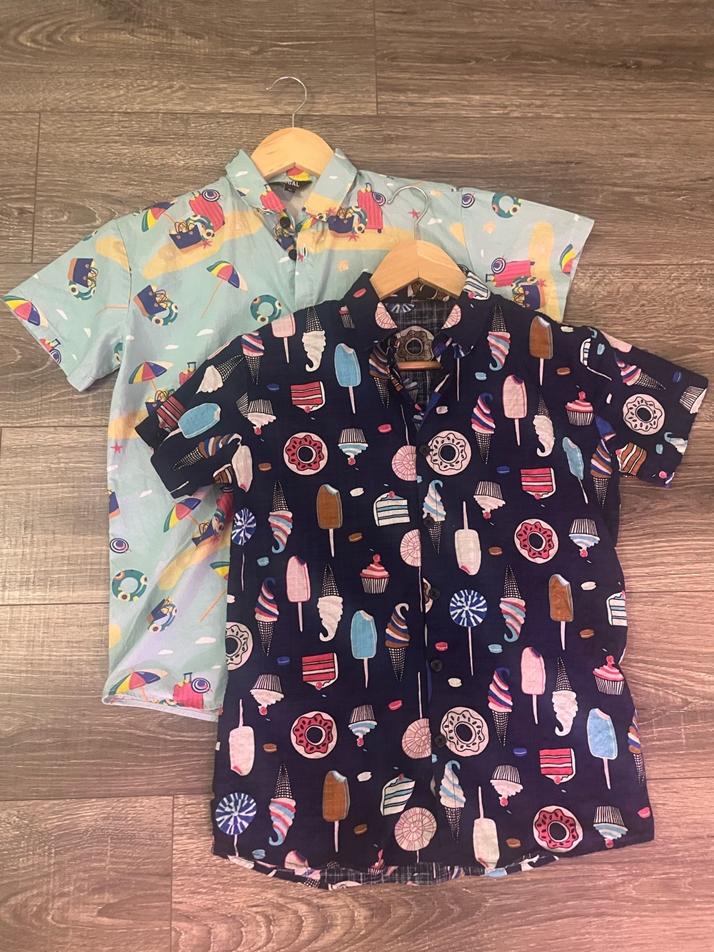 JOGAL Boys Button-down shirt bundle -Ice Cream/Donut & Beach Print